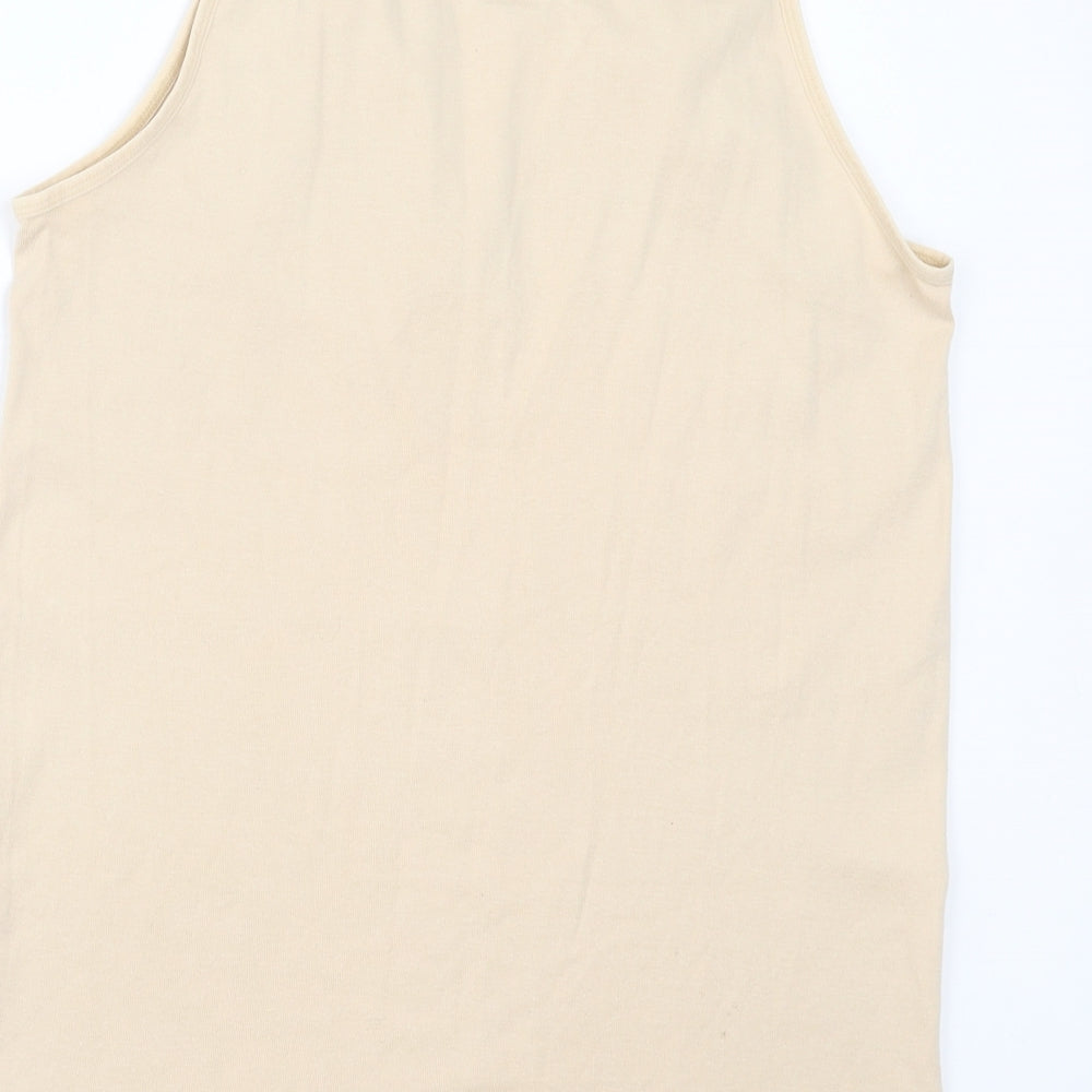 Fathi Womens Beige Cotton Basic Tank Size 6 V-Neck