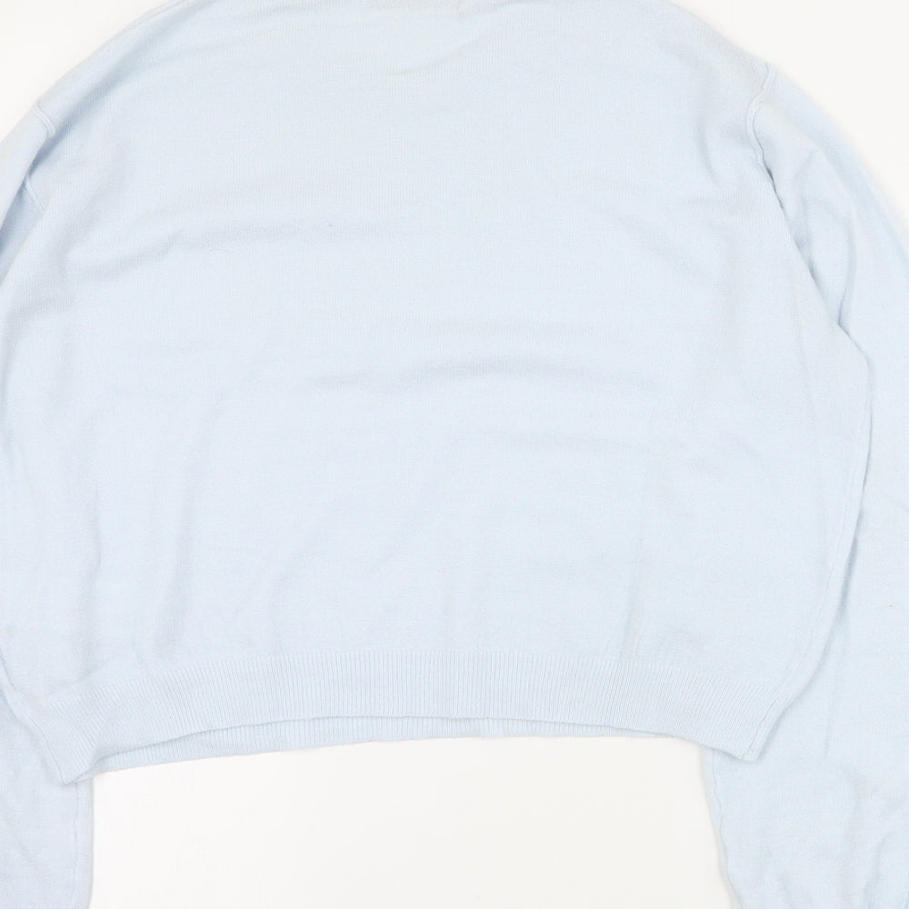 Pull & Bear Womens Blue Round Neck Viscose Pullover Jumper Size S