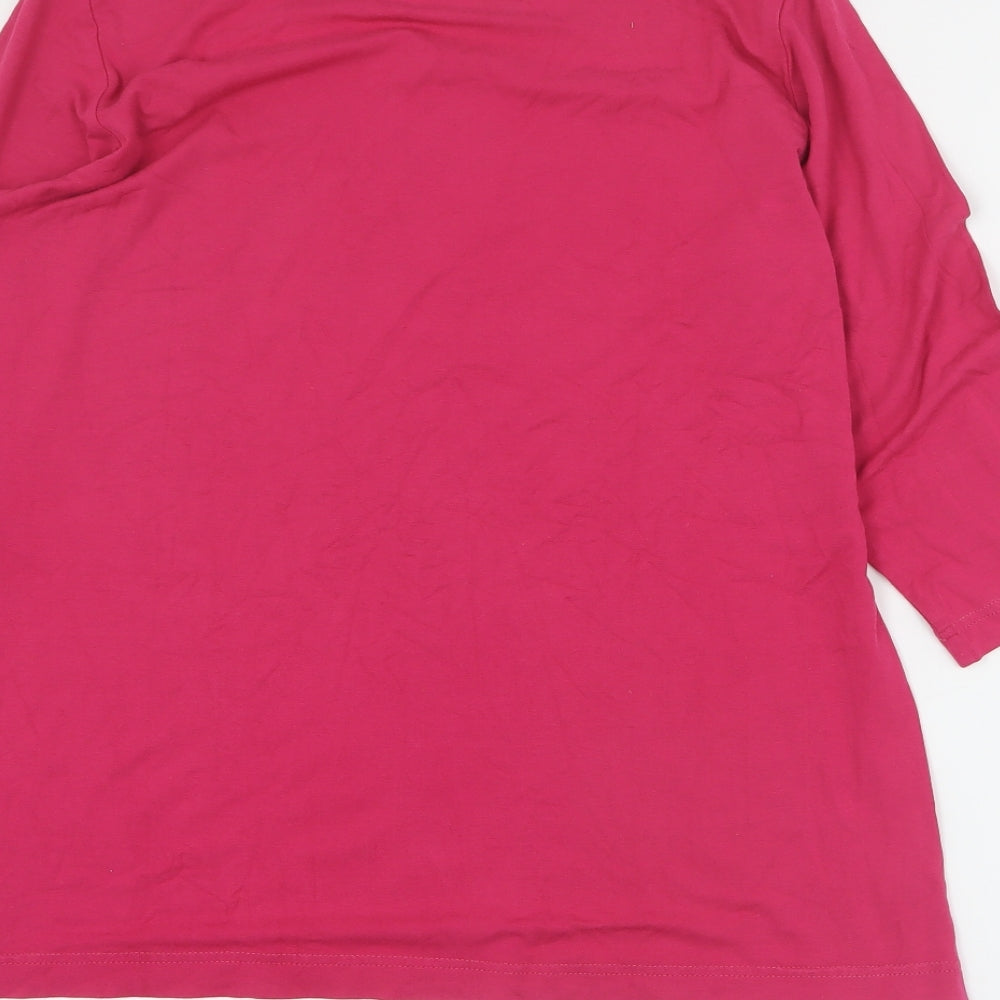 Rabie Womens Pink Viscose Basic T-Shirt Size 14 Round Neck