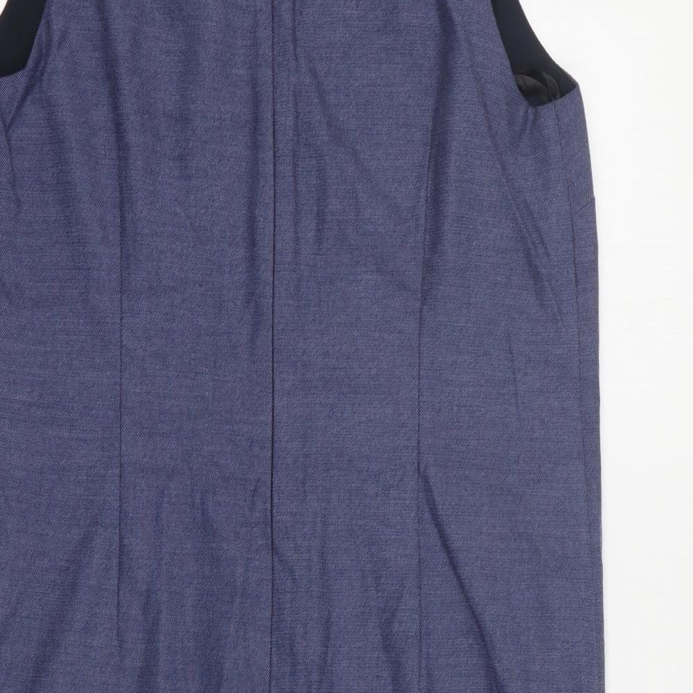 NEXT Womens Blue Polyester Pencil Dress Size 8 V-Neck Zip