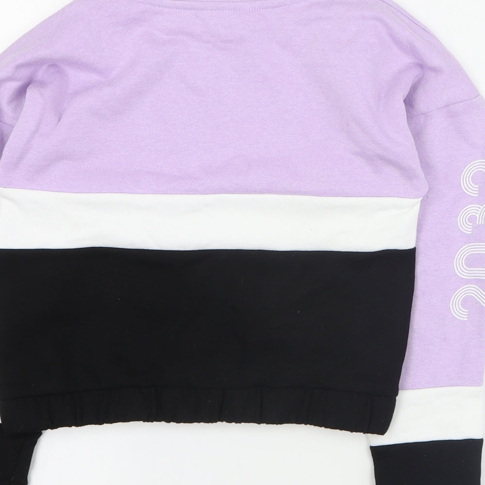 Pep & Co Girls Purple Colourblock Cotton Pullover Sweatshirt Size 7-8 Years Pullover