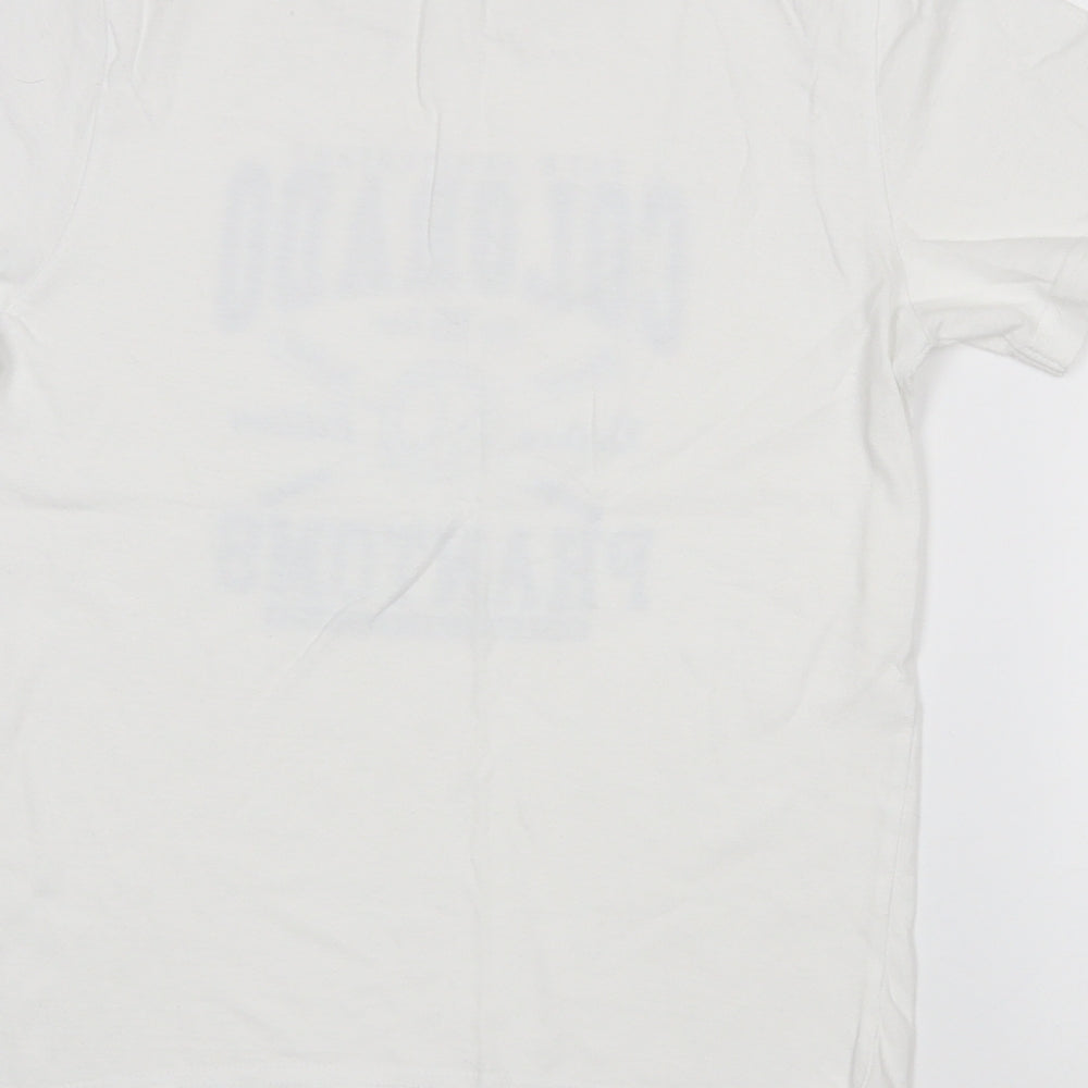 Primark Boys White Cotton Pullover T-Shirt Size 9-10 Years Crew Neck - Baseball