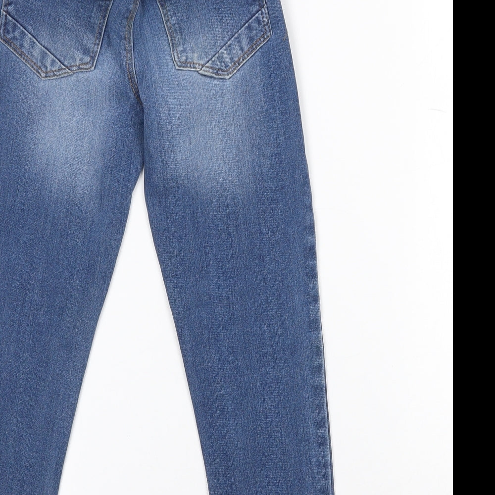 Dunnes Stores Girls Blue Cotton Tapered Jeans Size 5 Years Regular Zip