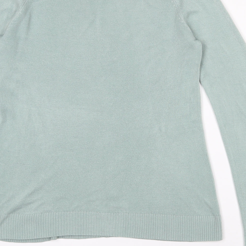 TU Womens Green Round Neck Acrylic Pullover Jumper Size 12