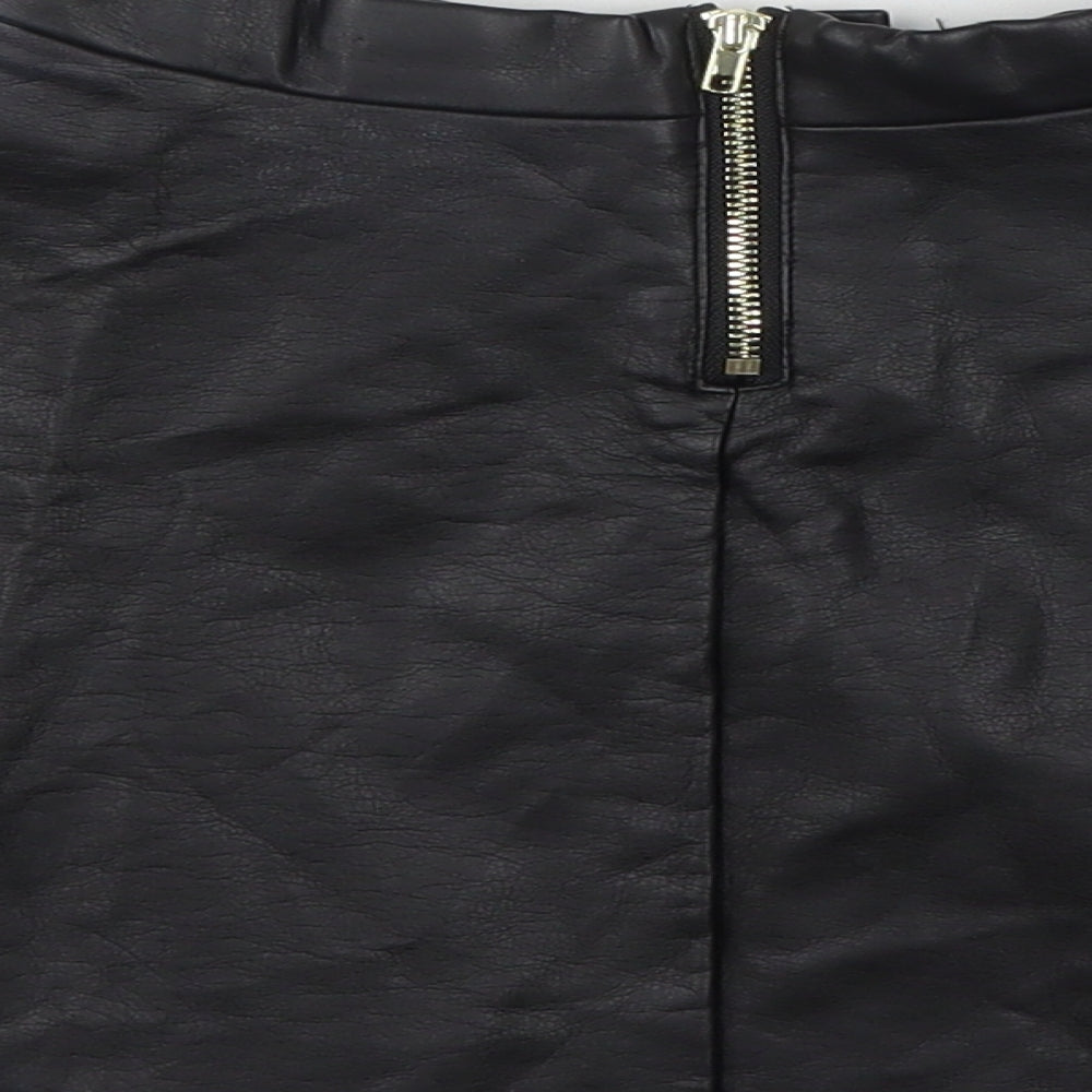 H&M Girls Black Viscose Skater Skirt Size 9-10 Years Regular