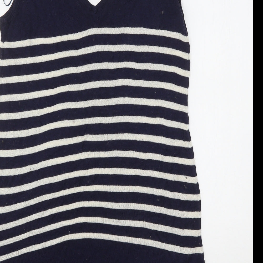 Planet Womens Multicoloured V-Neck Striped Viscose Vest Jumper Size S