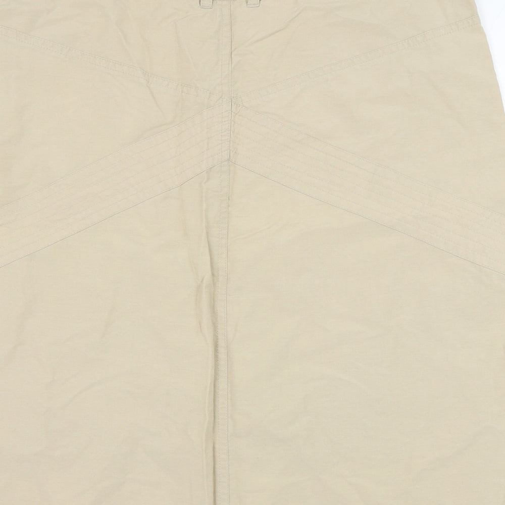 Dunnes Stores Womens Beige Cotton A-Line Skirt Size 12 Zip