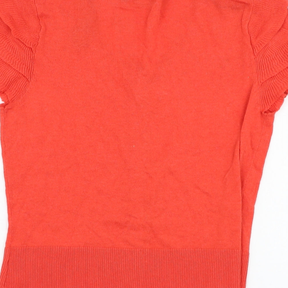 Initial Womens Red Round Neck Cotton Cardigan Jumper Size M