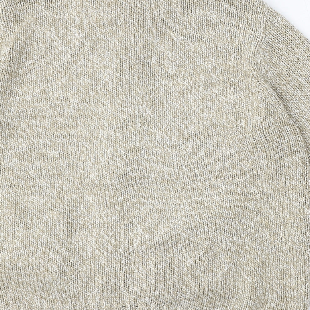 BHS Womens Beige Round Neck Acrylic Full Zip Jumper Size 16