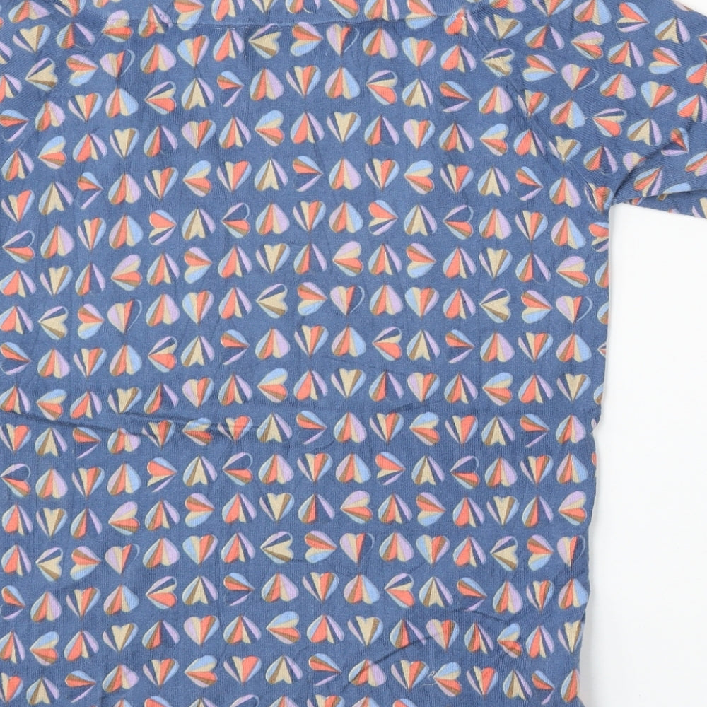 NEXT Womens Blue Round Neck Geometric Cotton Pullover Jumper Size 10