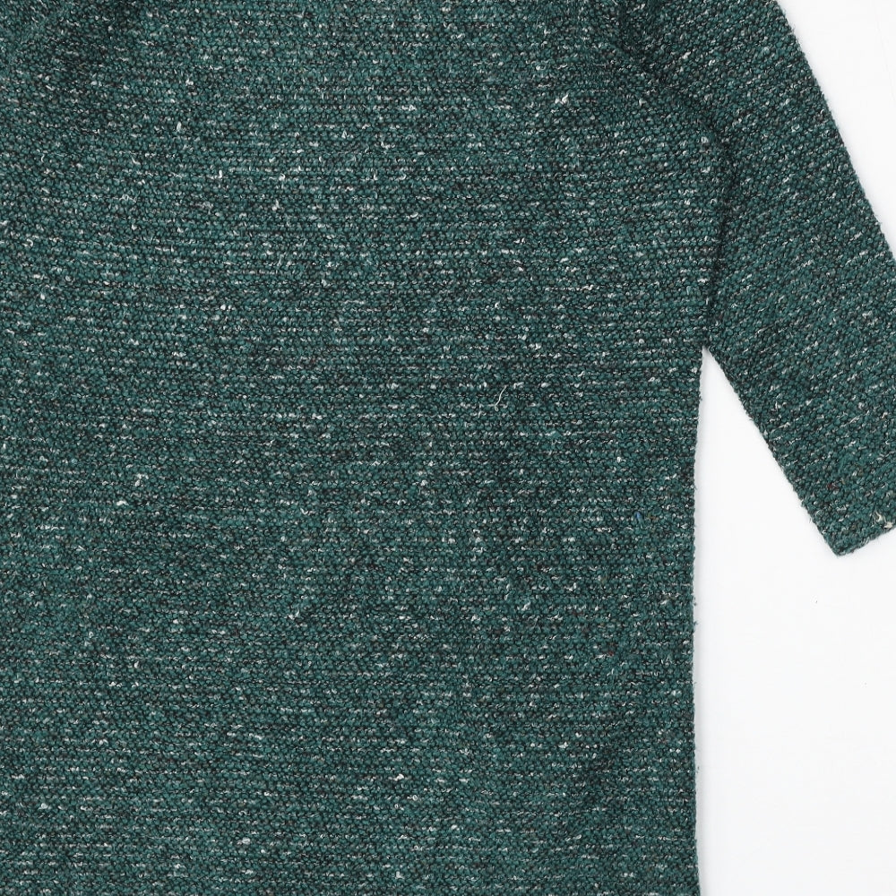 Text Womens Green Round Neck Polyester Pullover Jumper Size M