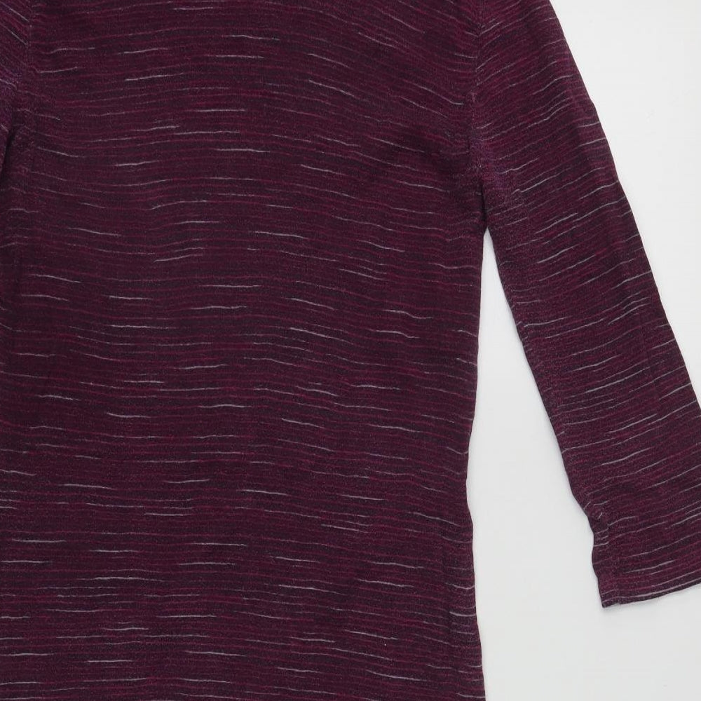 NEXT Womens Purple Geometric Cotton Basic Blouse Size 10 Round Neck