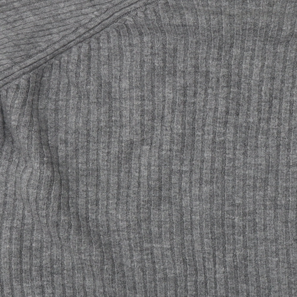 Stradivarius Womens Grey High Neck Polyester Pullover Jumper Size M