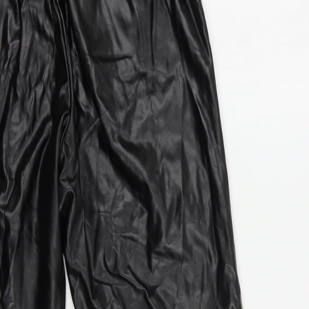Brave Soul Womens Black Polyester Trousers Size XS L28 in Regular Drawstring