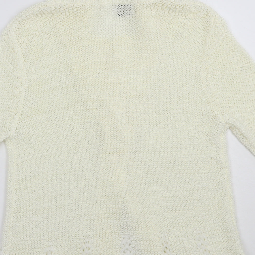 Roman Womens Ivory Collared Acrylic Cardigan Jumper Size S