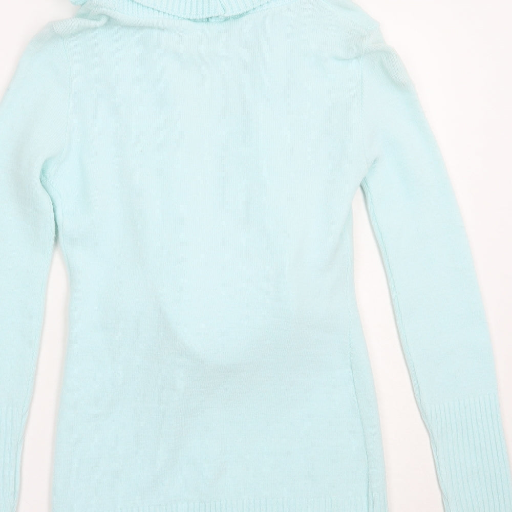 Trinity Womens Blue Collared Acrylic Henley Jumper Size 8