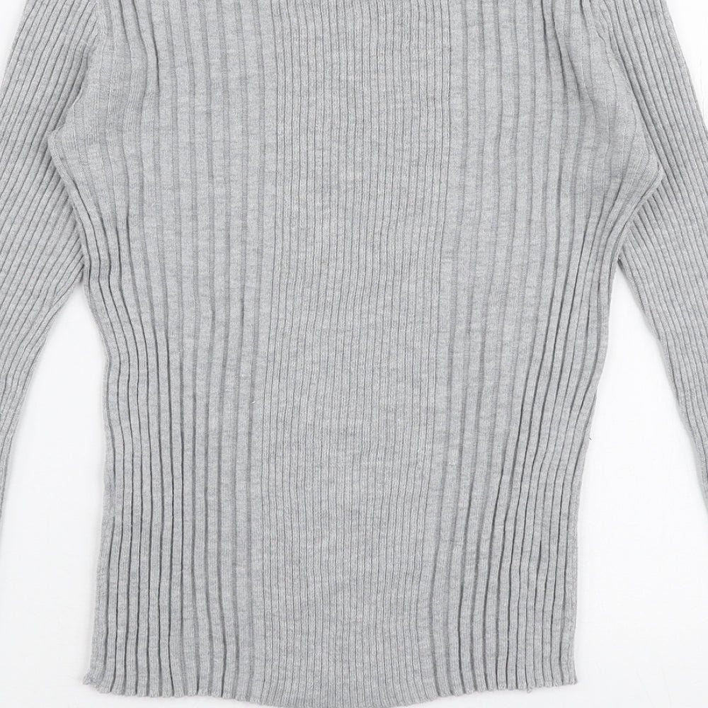 Atmosphere Womens Grey Round Neck Nylon Pullover Jumper Size 12