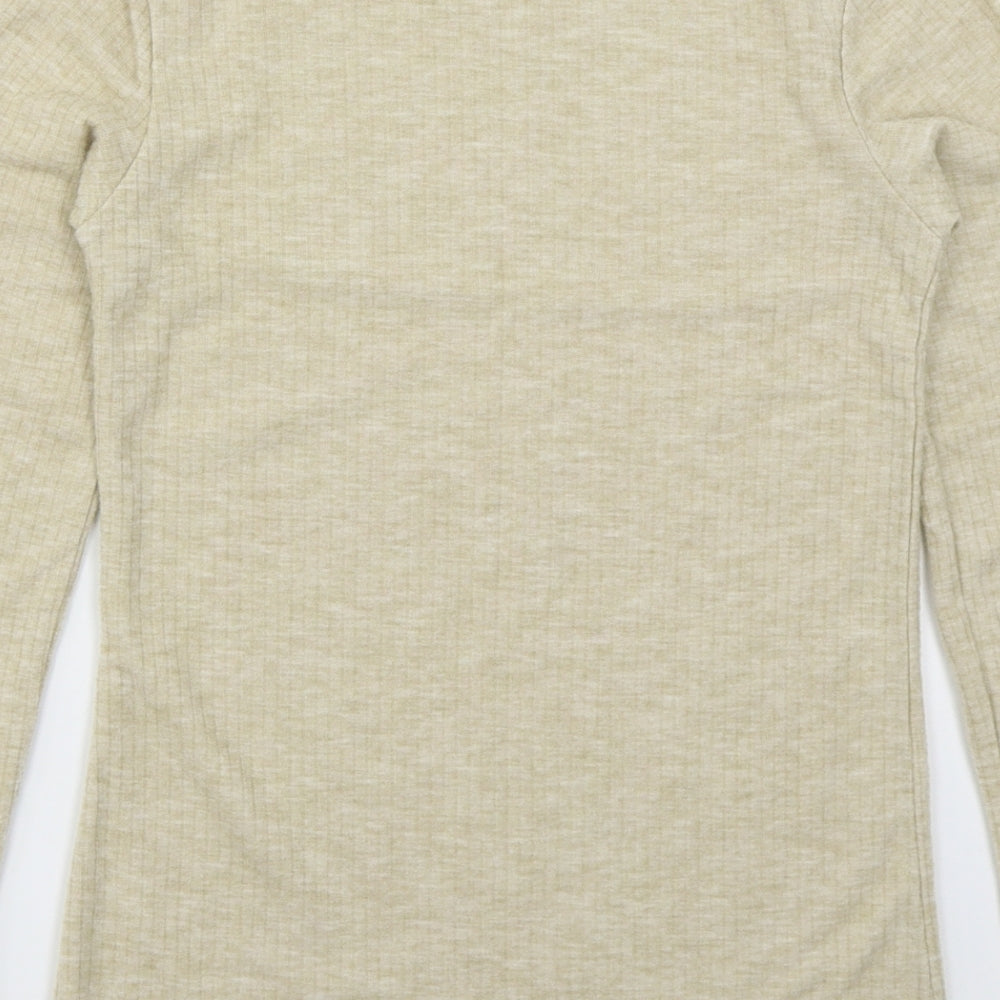 River Island Womens Beige Mock Neck Polyester Pullover Jumper Size S