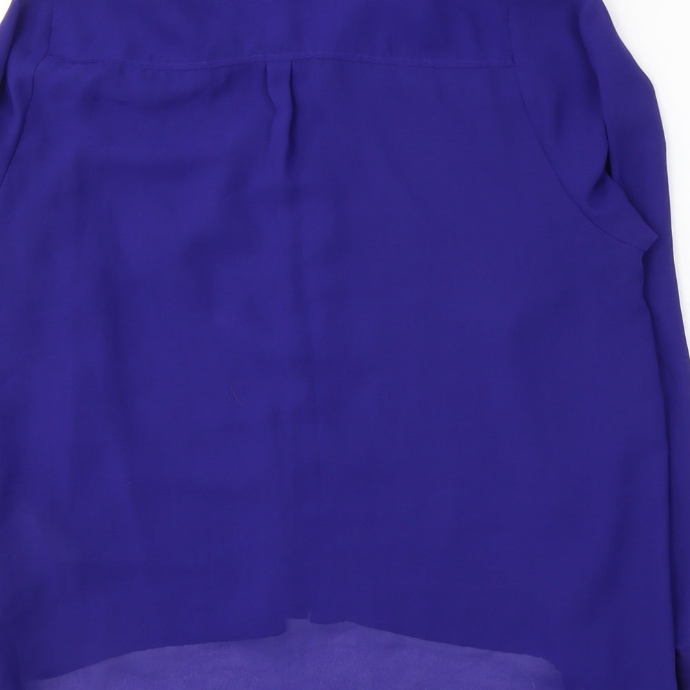 H&M Womens Blue Polyester Basic Button-Up Size 8 Collared