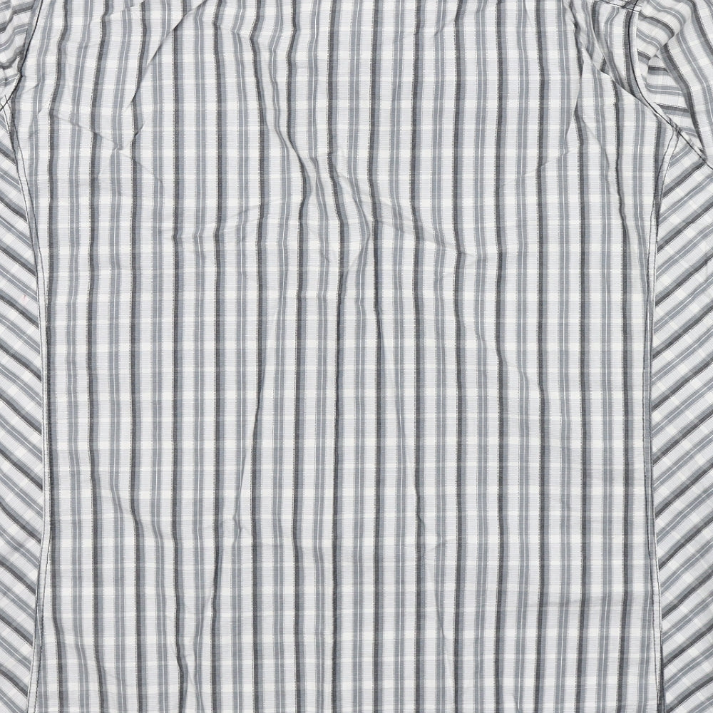 NEXT Mens White Striped Cotton Button-Up Size XL Collared Button