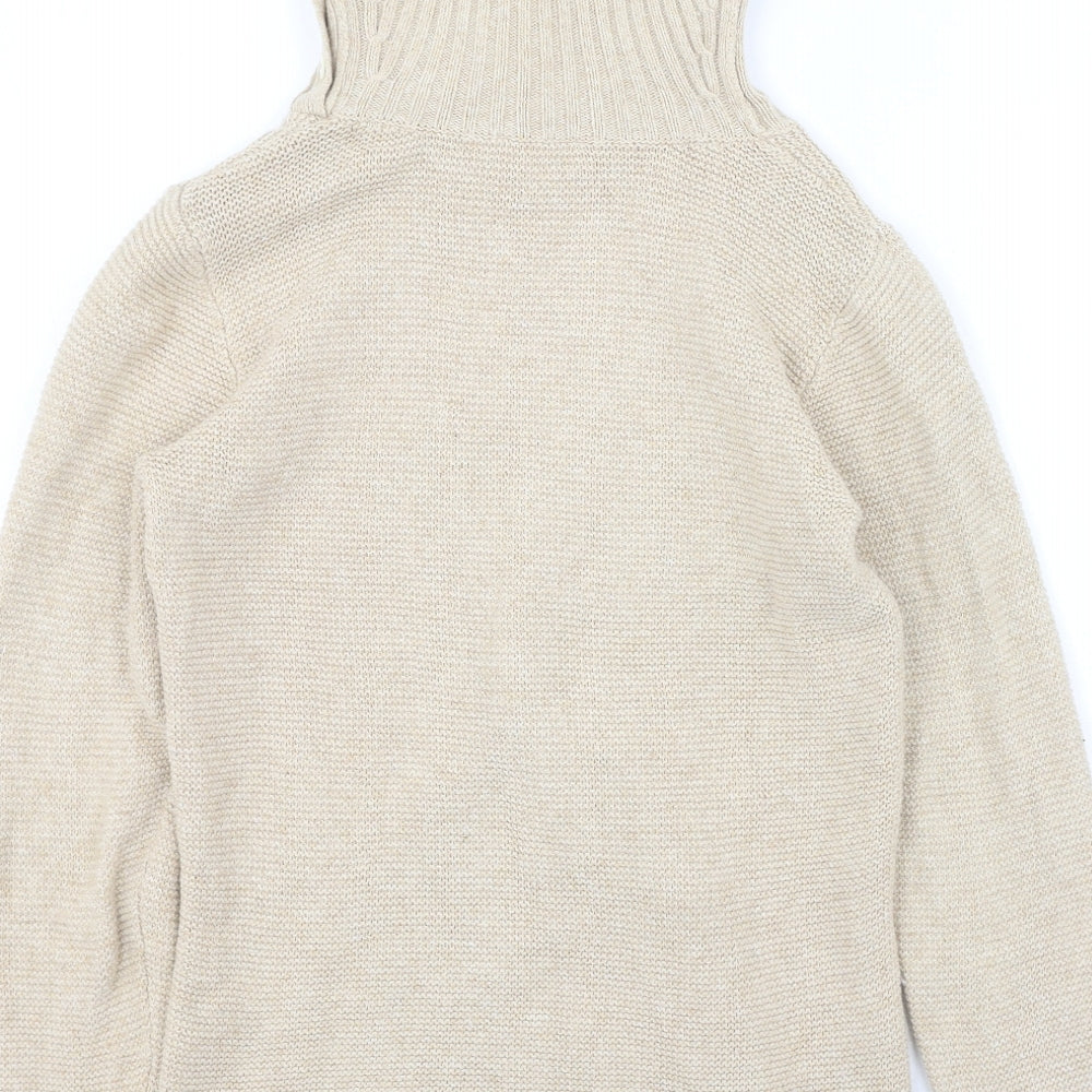 Country Casuals Womens Beige High Neck Cotton Pullover Jumper Size S