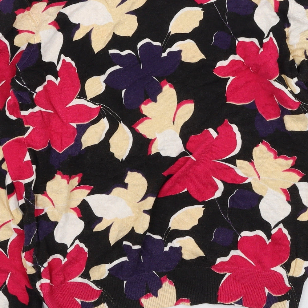Debenhams Womens Multicoloured Floral Cotton Basic T-Shirt Size 10 Round Neck