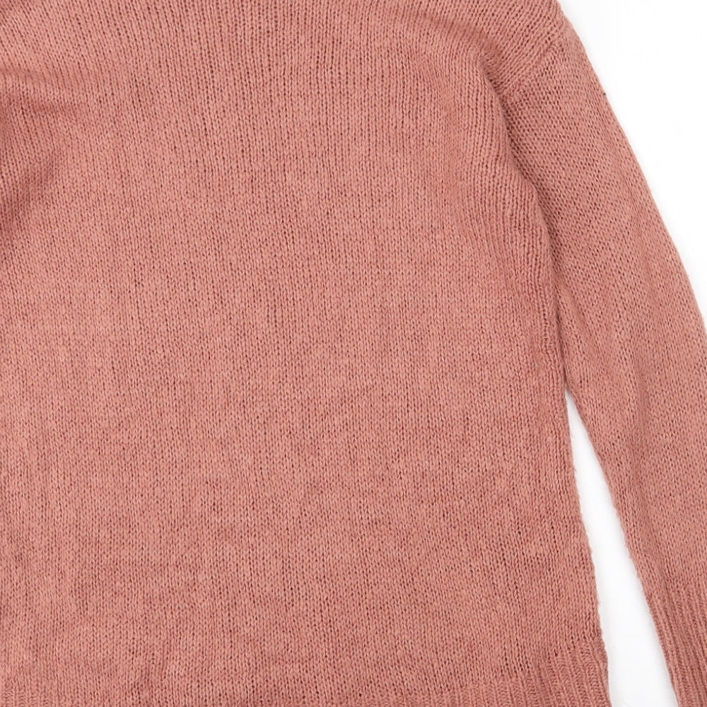 New Look Womens Brown Crew Neck Acrylic Pullover Jumper Size 8