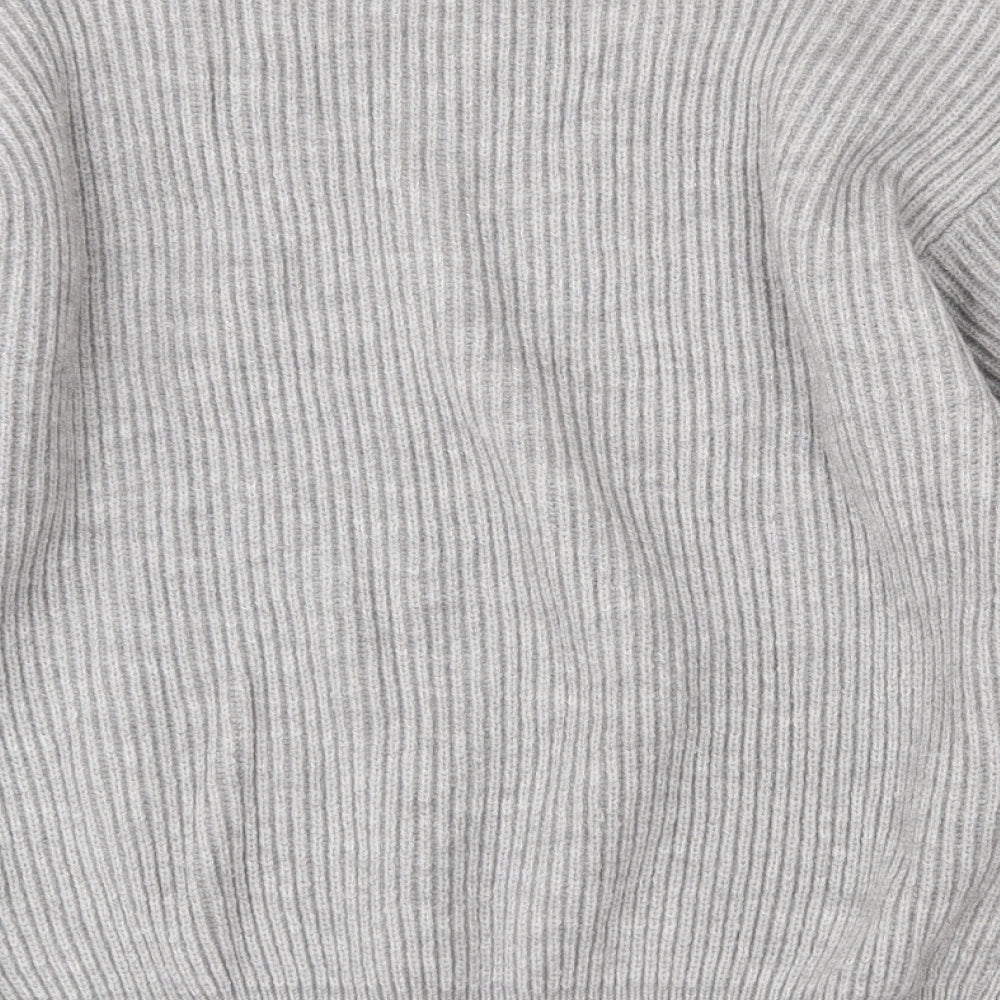 Sheilay Womens Grey V-Neck Acrylic Pullover Jumper Size 8