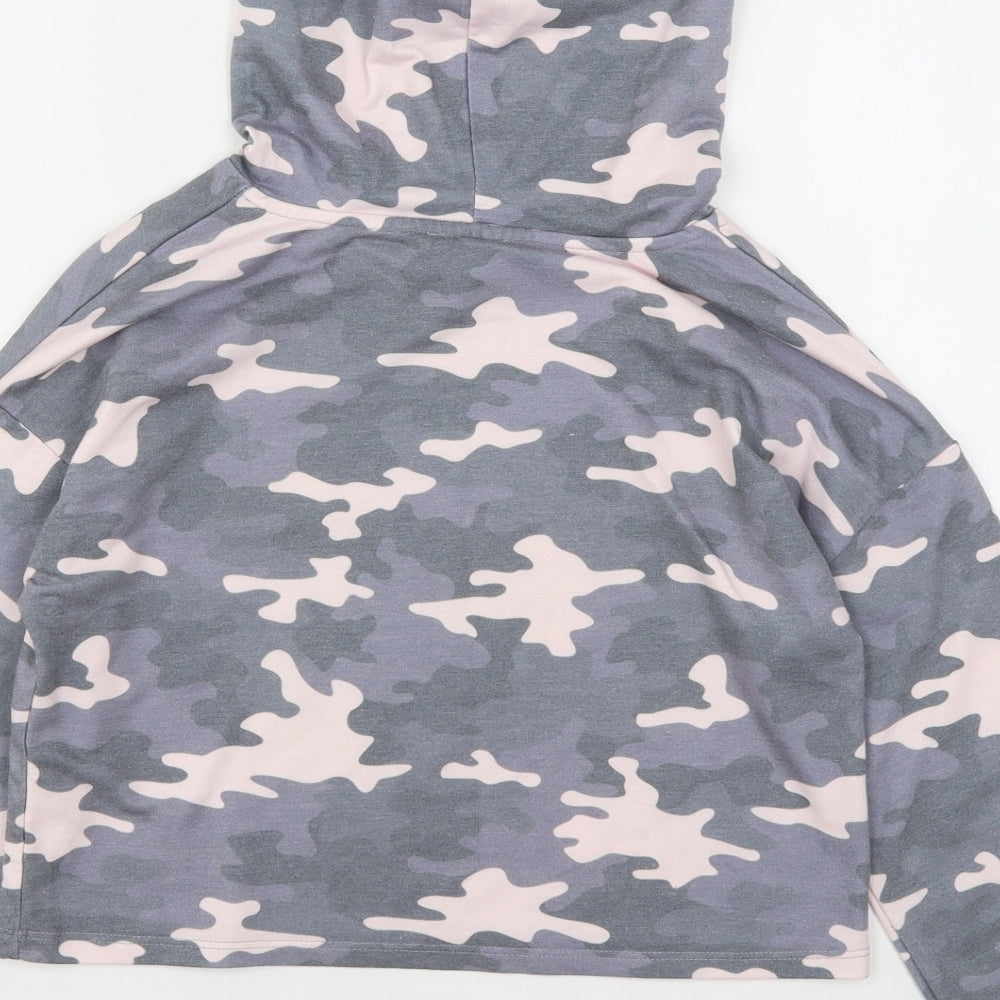 Primark Girls Multicoloured Camouflage Polyester Pullover Hoodie Size 11-12 Years - Cropped