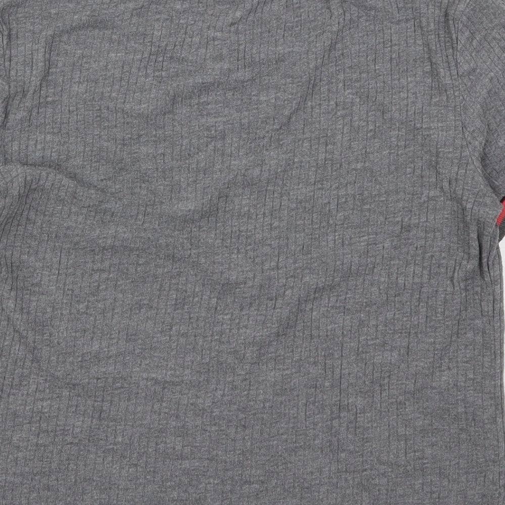 H&M Womens Grey Polyester Basic T-Shirt Size M Round Neck