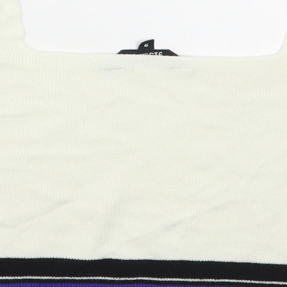 New Look Girls White Square Neck Cotton Pullover Jumper Size 9 Years Pullover - Cropped