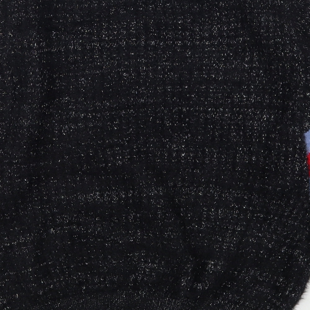 DK Womens Black Round Neck Polyester Pullover Jumper Size L