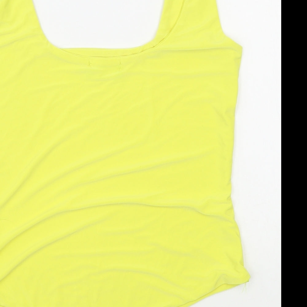 PRETTYLITTLETHING Womens Yellow Polyester Bodysuit One-Piece Size 14 Button