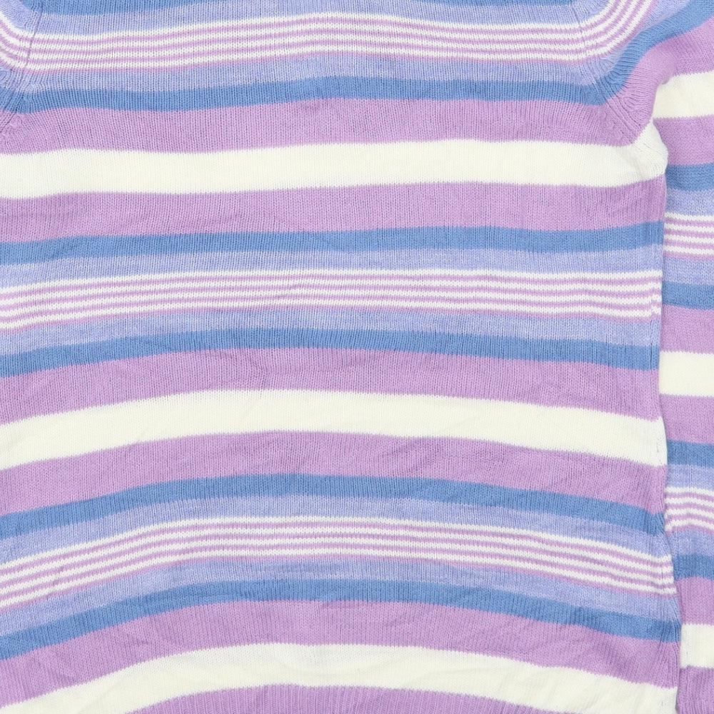 ILSE Womens Multicoloured V-Neck Striped Acrylic Pullover Jumper Size S