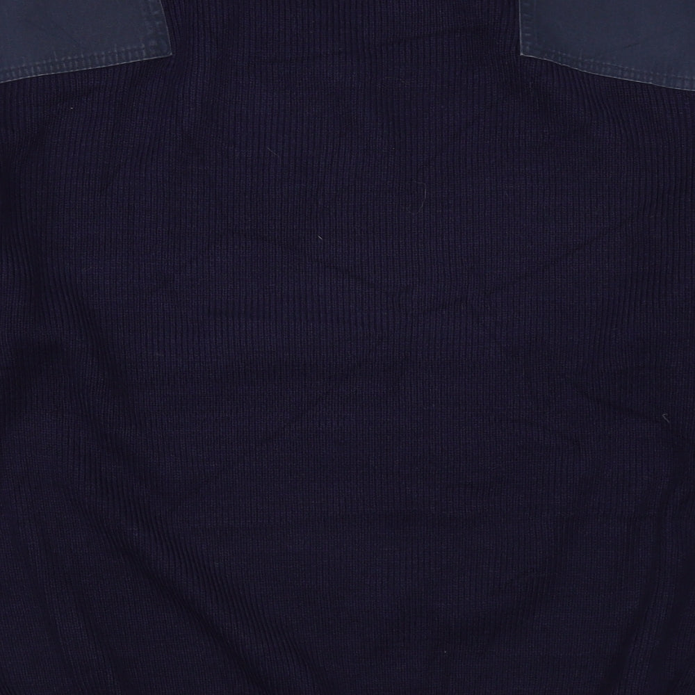 Ensemble Clothing Mens Blue V-Neck Acrylic Pullover Jumper Size L