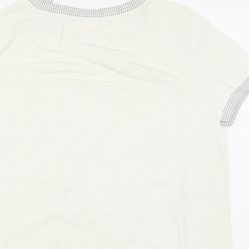 Bekertex Womens White Boat Neck Viscose Pullover Jumper Size 20