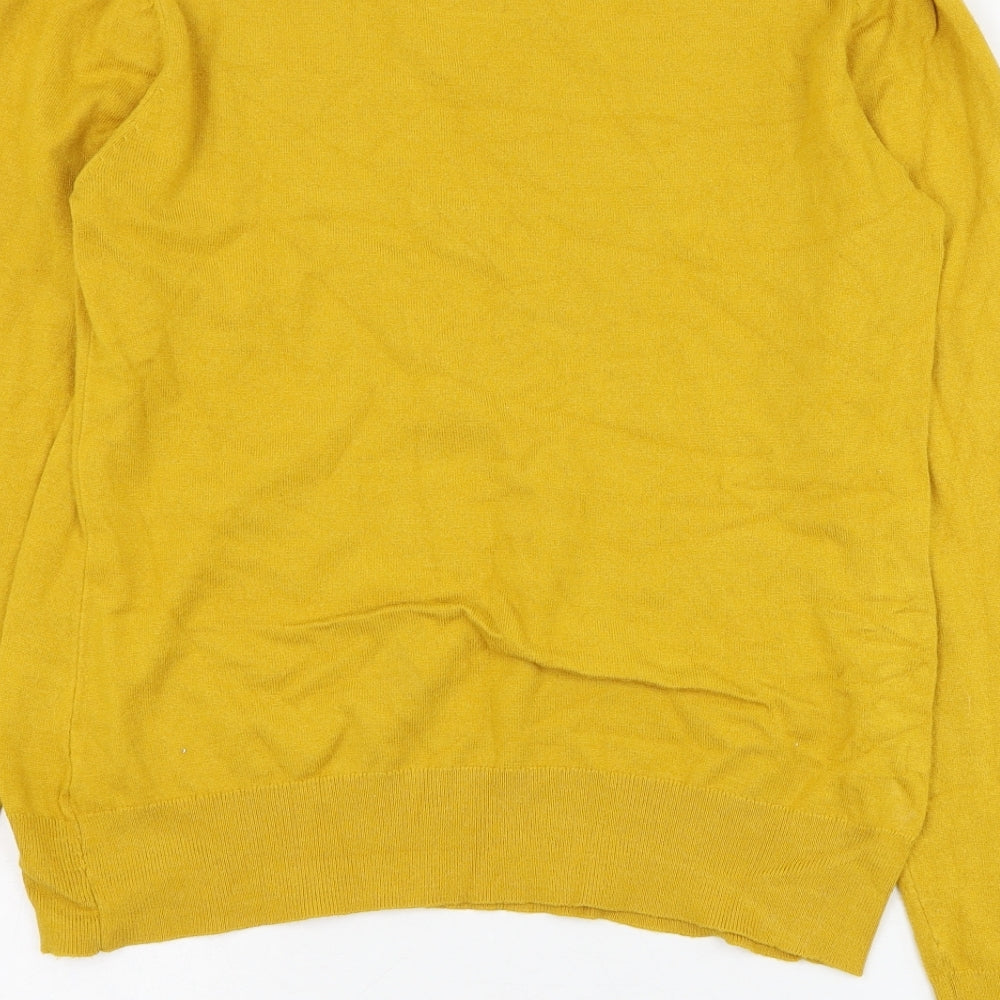 Klass Womens Yellow Round Neck Viscose Pullover Jumper Size M