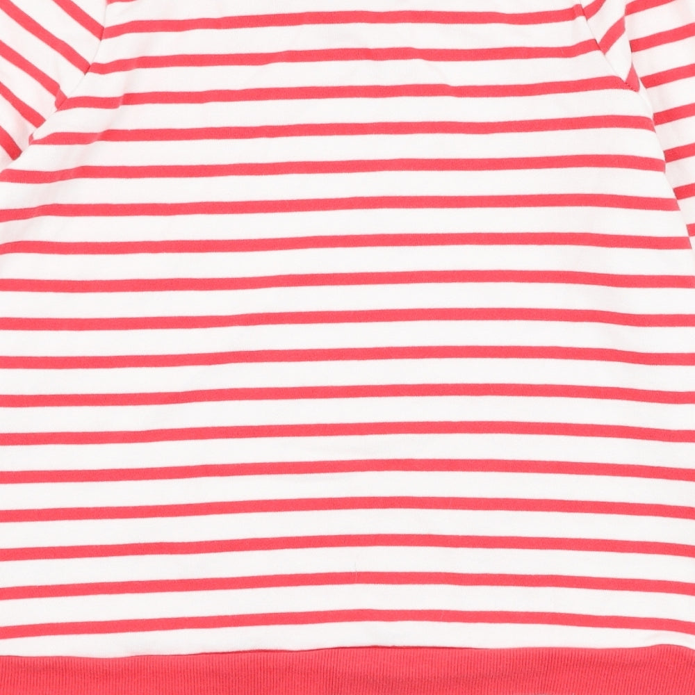 George Girls White Striped Cotton Pullover Sweatshirt Size 11-12 Years Pullover - Flower
