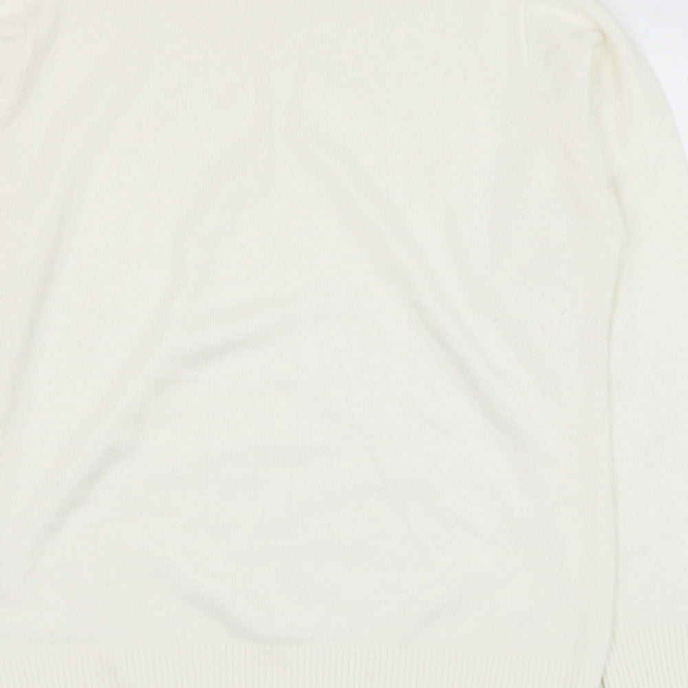 EWM Womens Ivory Mock Neck Acrylic Pullover Jumper Size 10