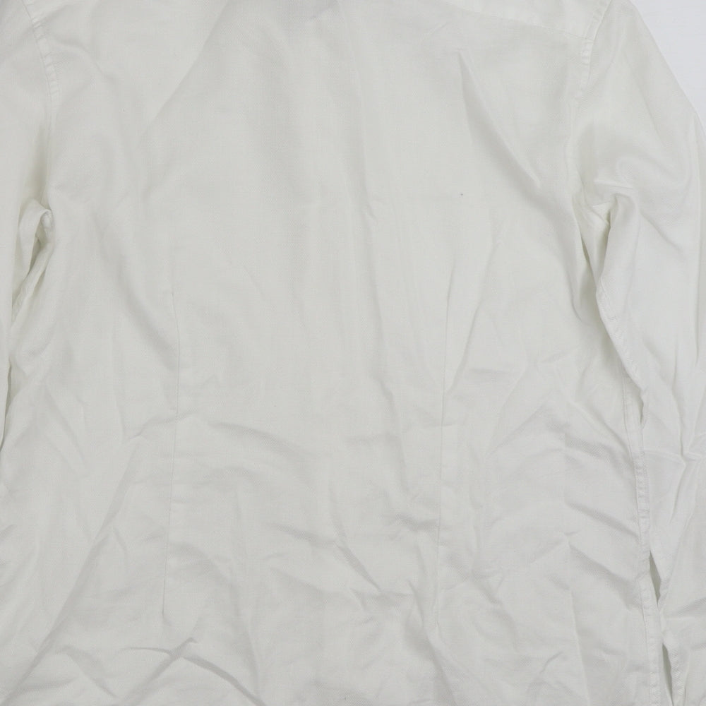 NEXT Mens White Cotton Button-Up Size 16 Collared Button