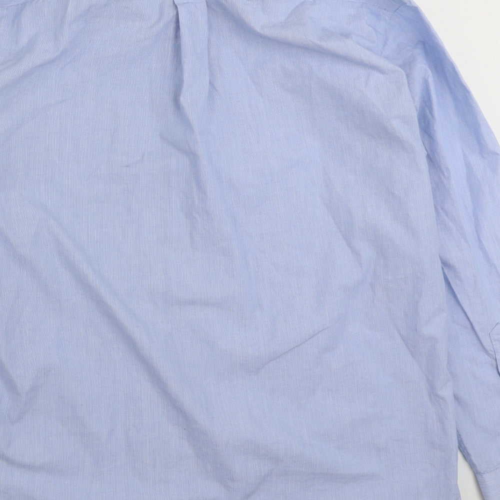 Dunnes Stores Mens Blue Cotton Button-Up Size 15.5 Collared Button