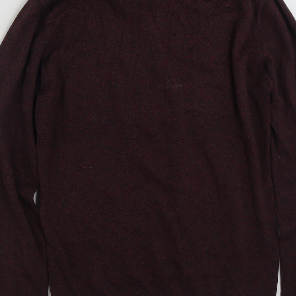 Cedarwood State Mens Purple Collared Cotton Pullover Jumper Size M