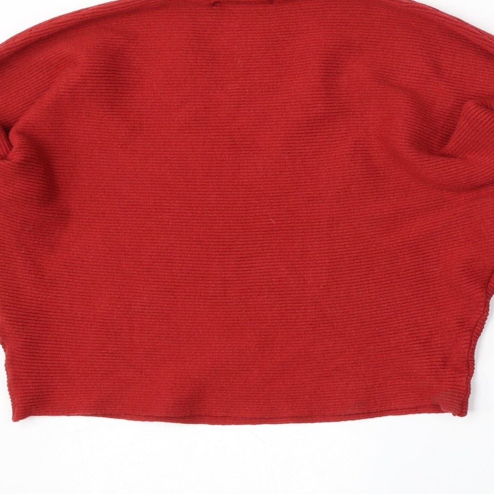 Primark Womens Red Mock Neck Polyester Pullover Jumper Size 4