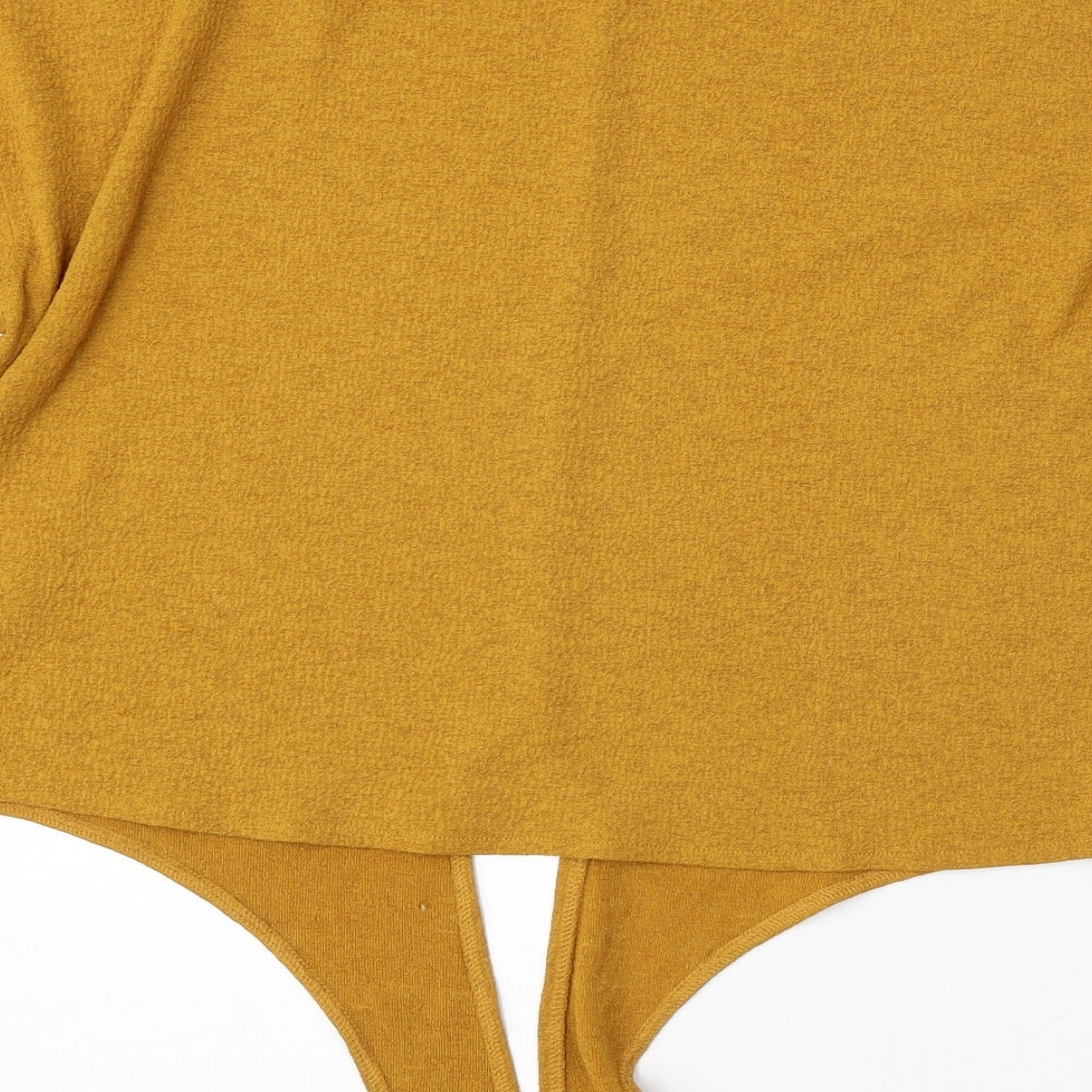 H&M Womens Yellow Round Neck Polyester Pullover Jumper Size S