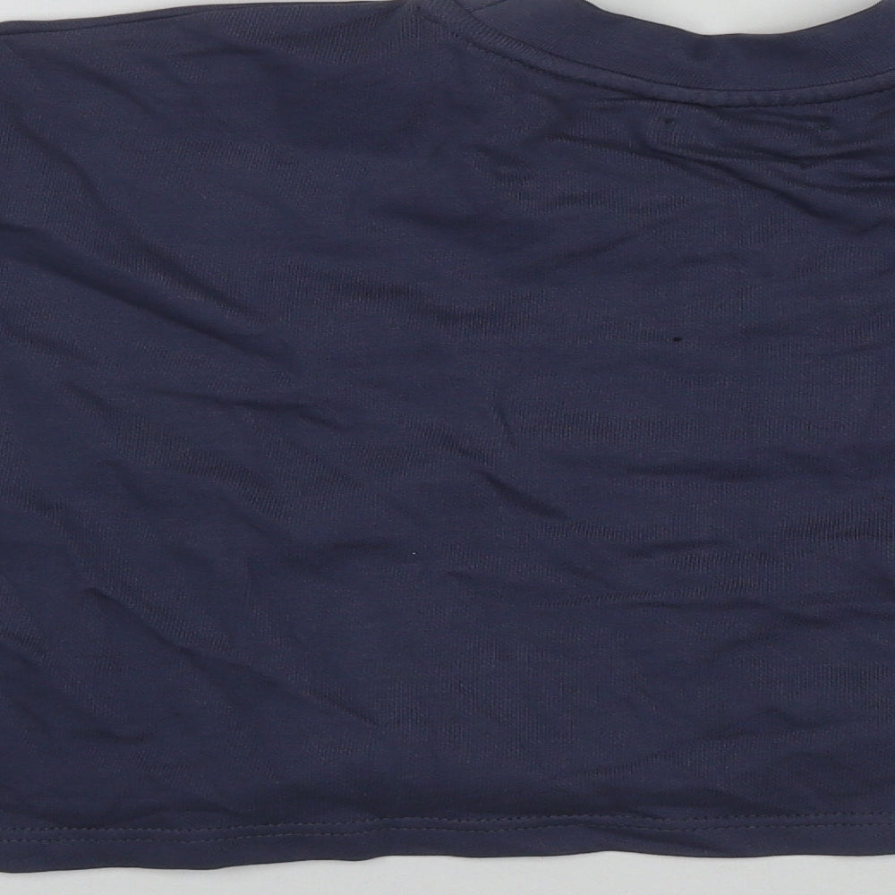 Boohoo Womens Blue Cotton Pullover Sweatshirt Size 12 Drawstring
