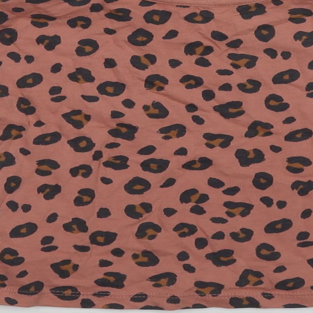 George Girls Brown Geometric Cotton Basic T-Shirt Size 12-18 Months Round Neck