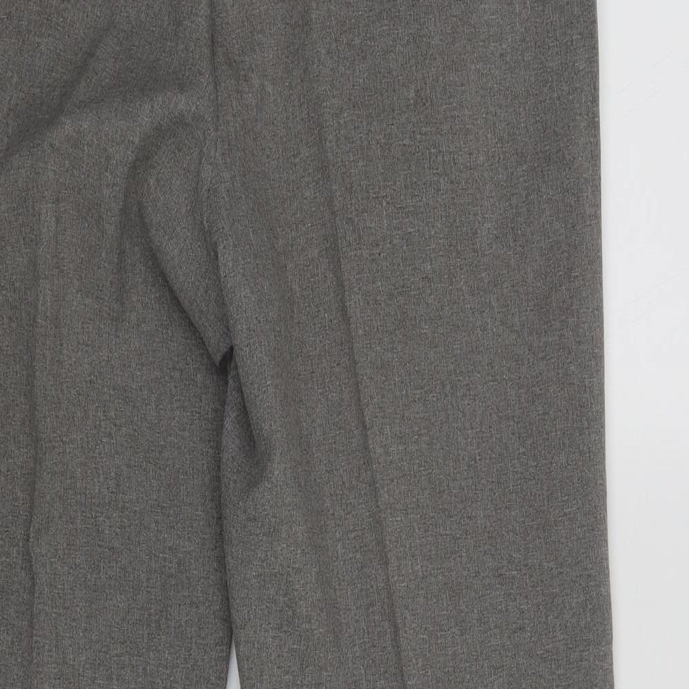 BHS Mens Grey Polyester Trousers Size 34 in L28 in Regular Zip