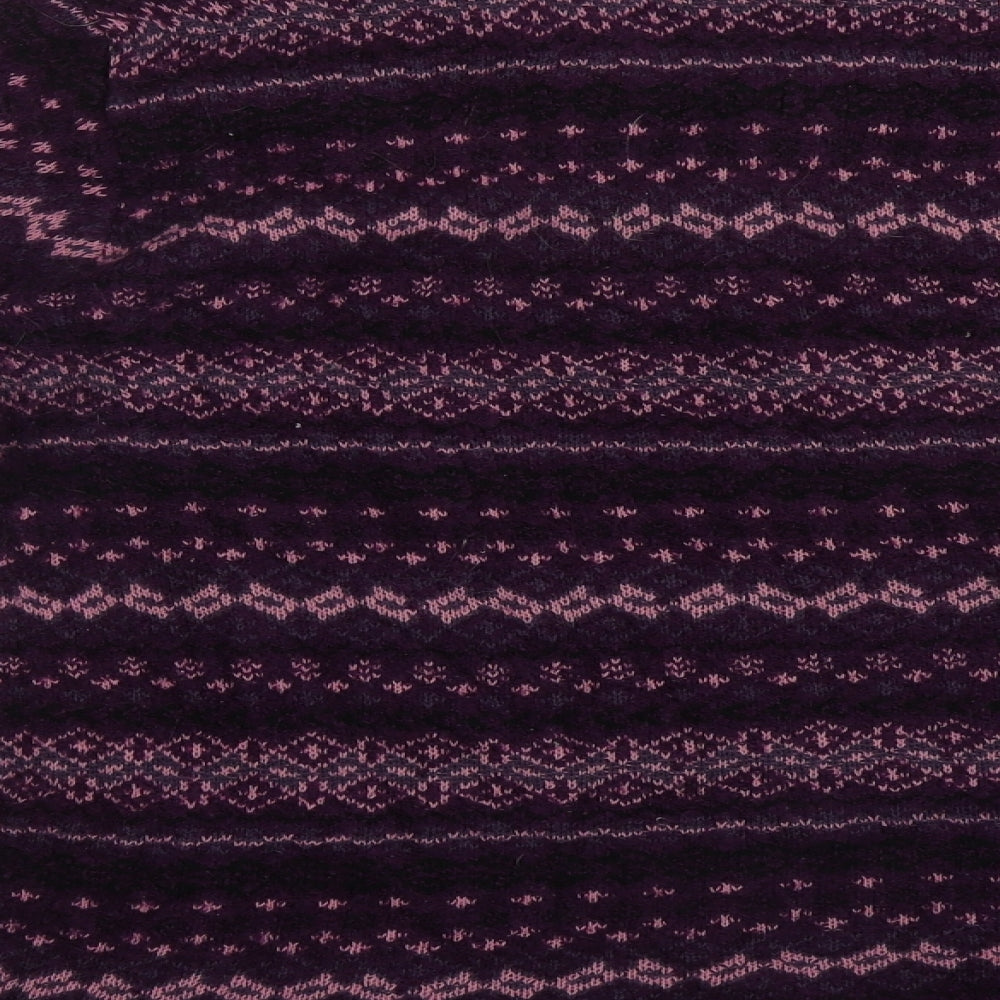 Pure & Natural Womens Purple Round Neck Geometric Acrylic Pullover Jumper Size L