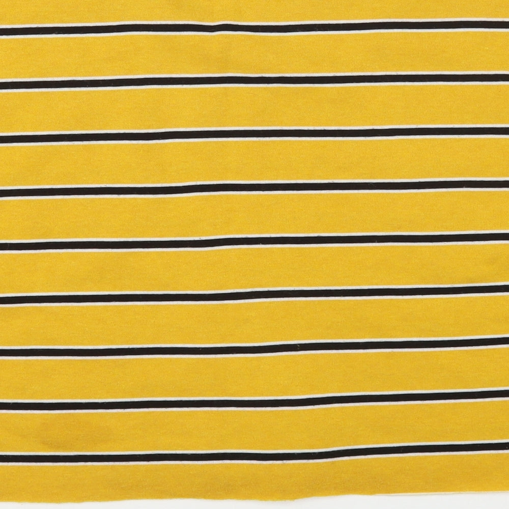 Primark Womens Yellow Striped Cotton Pullover Sweatshirt Size M Pullover - Cropped