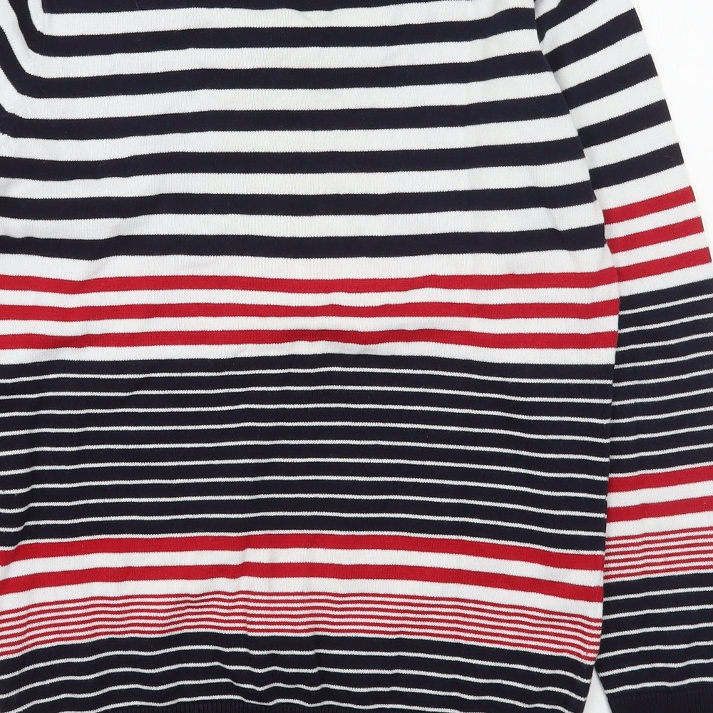 EWM Womens Multicoloured Scoop Neck Striped Cotton Pullover Jumper Size S
